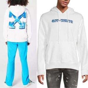 Off-White Blue Metal Arrow Hoodie Large